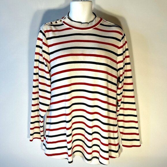 Lane Bryant SZ18/20 Blk Red White Stripe Sweater Parisian Capsule Preppy Academi - Picture 2 of 11